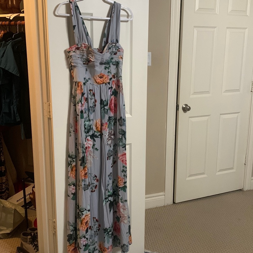 Plum pretty sugar floral dress with slit